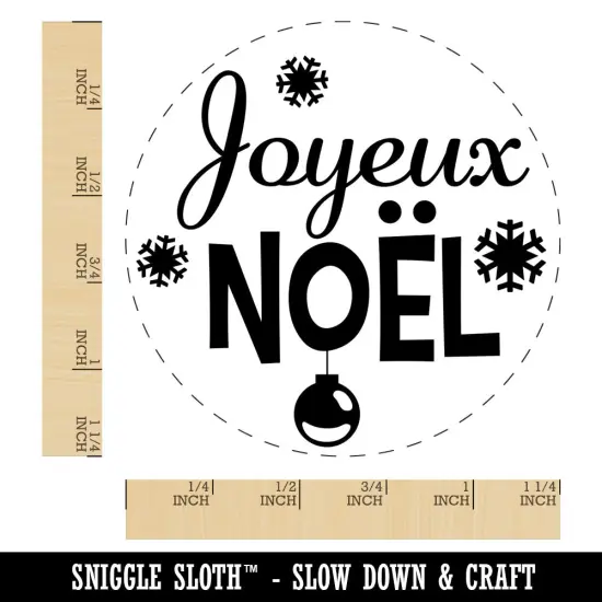 Joyeux Noël French with Christmas Ornaments and Snowflakes Rubber Stamp for Stamping Crafting Planners {1}