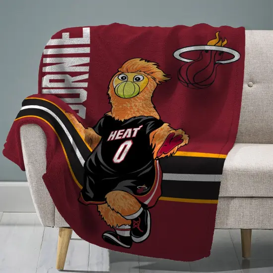 Sleep Squad Miami Heat Burnie Mascot 60&rdquo; x 80&rdquo; Raschel Plush Basketball Blanket {1}
