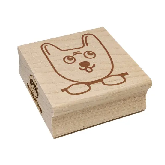 Cute Puppy Dog Doodle Face and Paws Square Rubber Stamp for Stamping Crafting {7}
