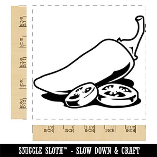 Jalapeno Hot Pepper with Seeds Square Rubber Stamp for Stamping Crafting {1}