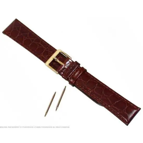 Long Crocodile Grain Brown Leather Watch Band Watchband Watchmaker Repair 18mm {1}