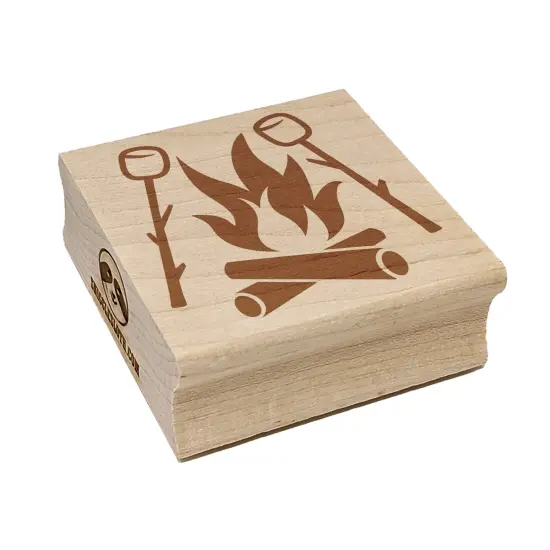 Roasting Marshmallows S'mores Camping Hiking Square Rubber Stamp for Stamping Crafting {2}