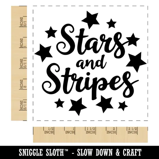 Stars and Stripes Script with Stars Square Rubber Stamp for Stamping Crafting {1}