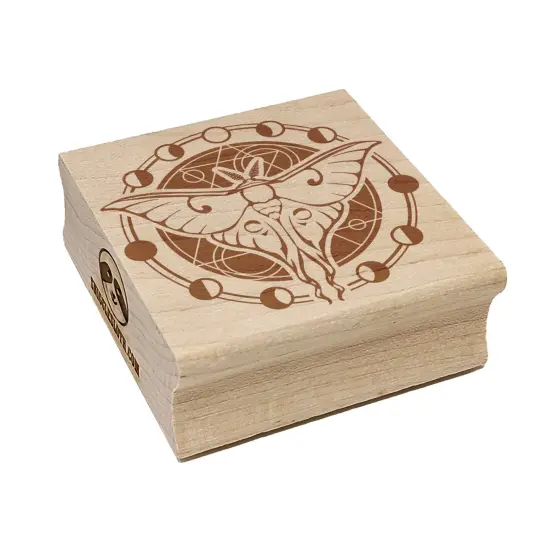 Lunar Moth Moon Phases Waning Waxing Crescent Square Rubber Stamp for Stamping Crafting {7}