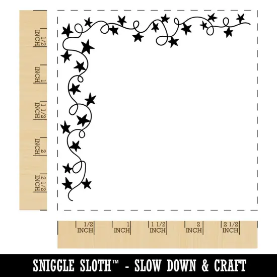 Star Garland New Years Corner Border Decoration Square Rubber Stamp for Stamping Crafting {1}