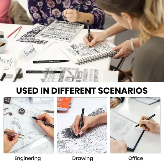 12 Size Fineliner Pens, Micro-Pens for Beginners Sketching, Writing, Drawing {5}