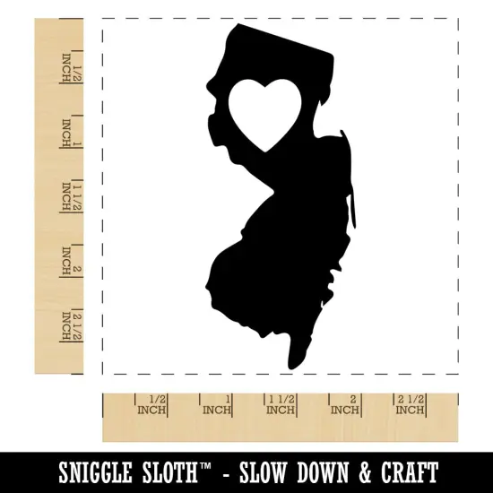 New Jersey State with Heart Square Rubber Stamp for Stamping Crafting {1}