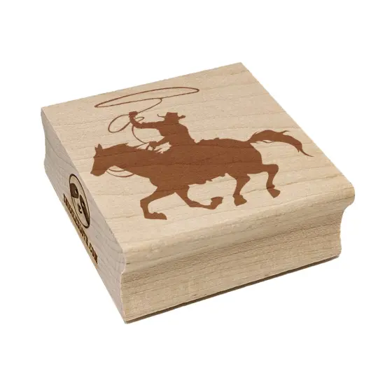 Cowboy on Horseback With Lasso Square Rubber Stamp for Stamping Crafting {7}