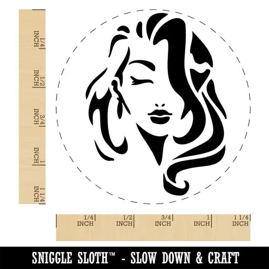 Beautiful Woman with Flowing Hair Rubber Stamp for Stamping Crafting Planners {1}