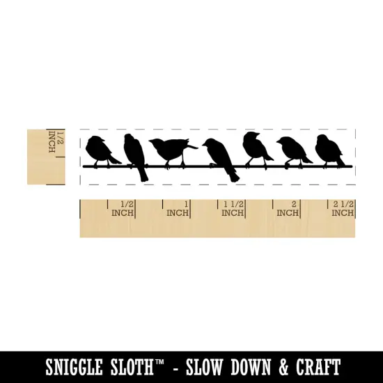 Birds Sitting on a Wire Rectangle Rubber Stamp for Stamping Crafting {1}