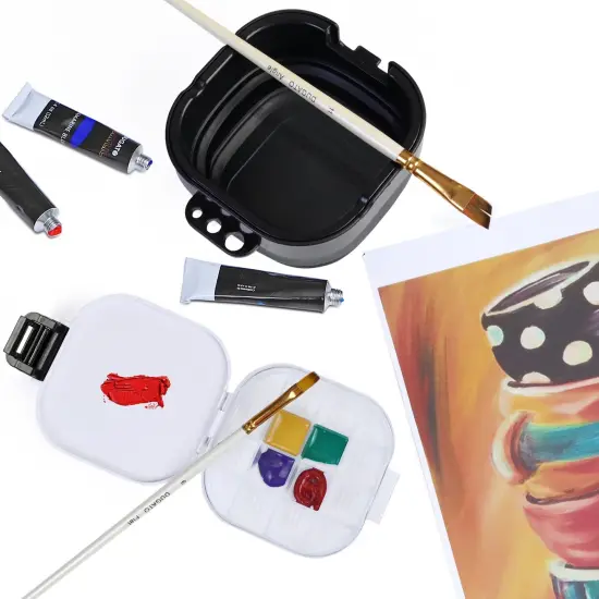 16 Well Empty Paint Organizer with Airtight Preservation, Each Cell Holds Up to 8ml of Paint Color for Easy Transportation, Small Lid Palette for Watercolor Gouache Acrylic Paint (Black) {5}