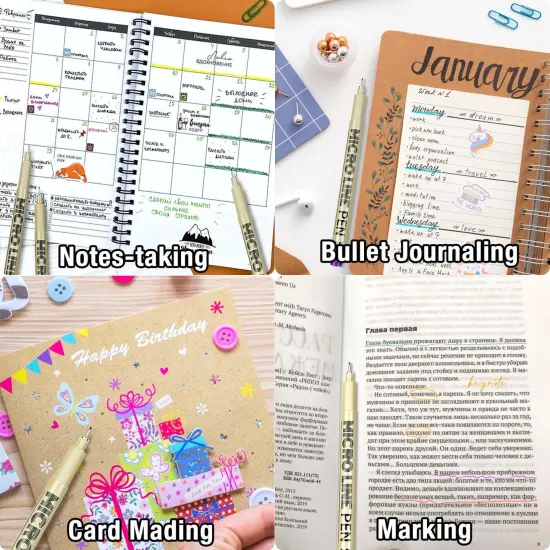 12 Colors 05 Micro Fineliner Drawing Art Pens, Waterproof Archival Ink Pens, 0.45mm Multiliner Fine Liner Pens for Illustration Technical Sketching Manga Scrapbooking Journaling Zentangle {5}