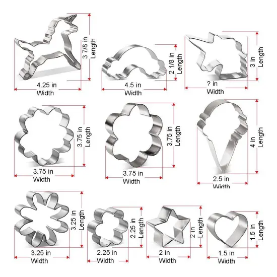 CookieCutter.Com Unicorn Birthday Baby Shower Cookie Cutter 10 Pc Set HS0456 with Recipe Card. USA Made {2}