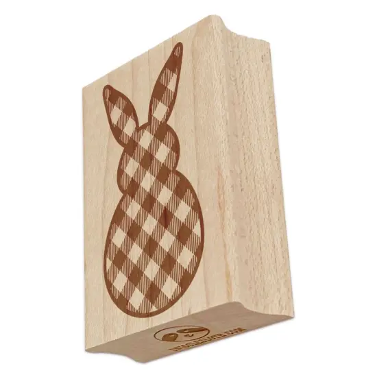 Bunny Pattern Plaid Easter Rabbit Rectangle Rubber Stamp for Stamping Crafting {7}