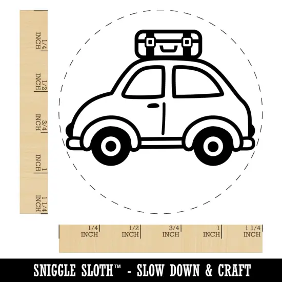 Cute Car with Suitcase Road Trip Travel Rubber Stamp for Stamping Crafting Planners {1}