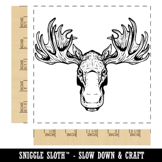 Moose Head Square Rubber Stamp for Stamping Crafting {1}
