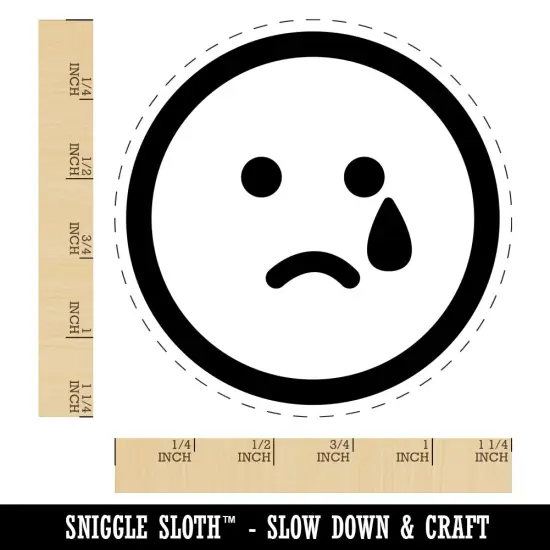 Sad Tear Crying Frown Face Emoticon Rubber Stamp for Stamping Crafting Planners {1}
