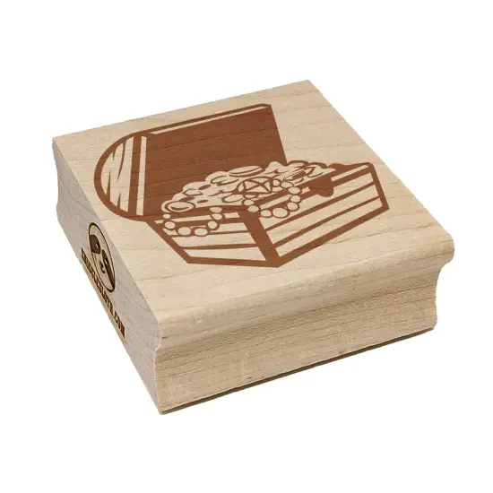 Open Treasure Chest with Gold Pirate Booty Square Rubber Stamp for Stamping Crafting {2}