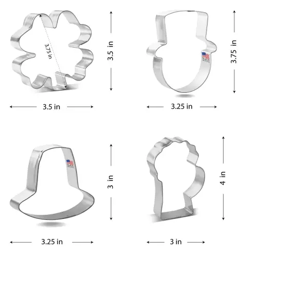 CookieCutter.Com Leprechaun St Patricks Day Cookie Cutter 4 Pc Set - USA Tin Plated Steel {2}