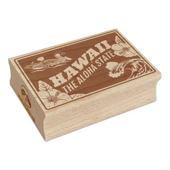 Hawaii Aloha Goose Pua Aloalo Hawaiian United States Rectangle Rubber Stamp for Stamping Crafting {7}