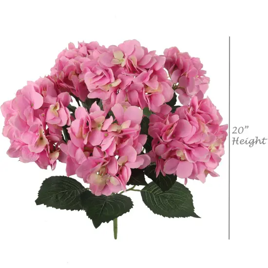 20-Inch UV Pink Hydrangea Bush with 7 Lifelike Silk Flowers for Indoor and Outdoor D&eacute;cor, Floral Home by Artificial Flowers {3}