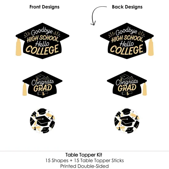 Big Dot of Happiness Hello College - Graduation Party Centerpiece Sticks - Table Toppers - Set of 15 {6}