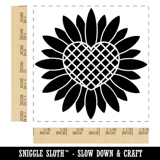 Geometric Heart Sunflower Square Rubber Stamp for Stamping Crafting {1}