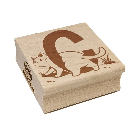 Animal Alphabet Letter C for Cat Square Rubber Stamp for Stamping Crafting {7}