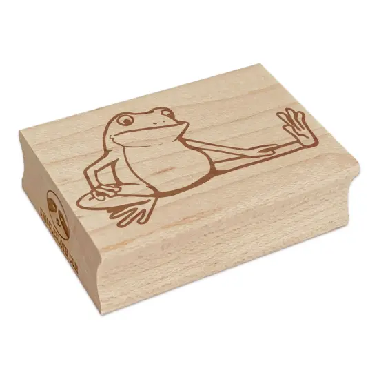 Limber Cartoon Frog Stretching Leg Exercise Rectangle Rubber Stamp for Stamping Crafting {7}
