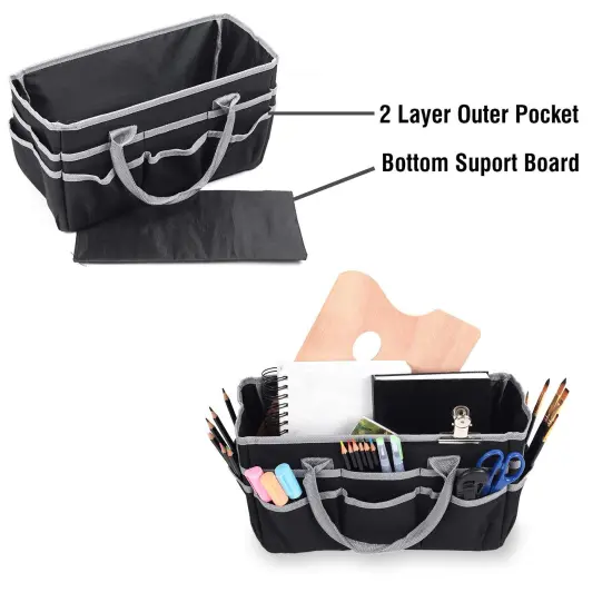 Craft and Art Organizer Tote Bag - 600D Silver Nylon Fabric Art Caddy with Pockets - for Art, Craft, Sewing, Medical, and Office Supplies Storage {5}