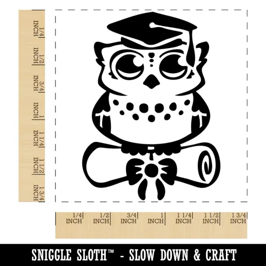 Graduation Owl with Cap and Diploma School College Square Rubber Stamp for Stamping Crafting {1}