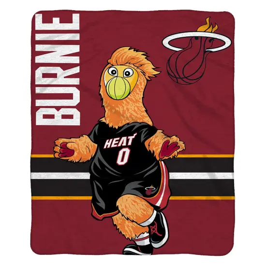 Sleep Squad Miami Heat Burnie Mascot 60&rdquo; x 80&rdquo; Raschel Plush Basketball Blanket {2}