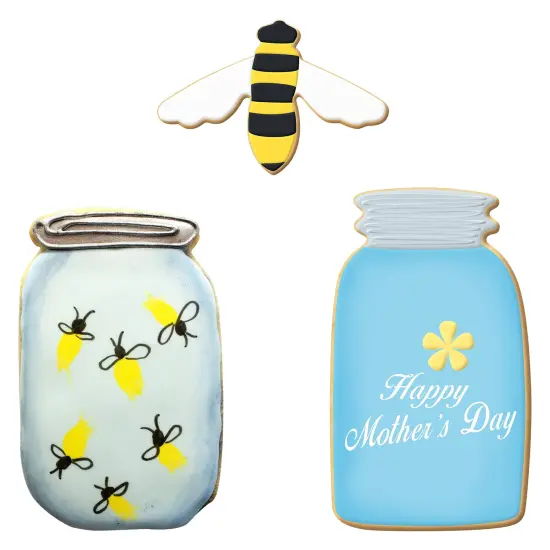 CookieCutter.Com Mason Honey Jars and Bee Cookie Cutter 3 Pc Set HS0463 with Sugar Cookie Recipe Card. USA Made {3}