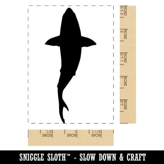 Great White Shark Top Down Silhouette Rectangle Rubber Stamp for Stamping Crafting {1}