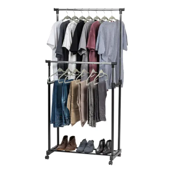 IRIS USA Adjustable Metal Clothes Rack, Garment Rack with wheel {1}