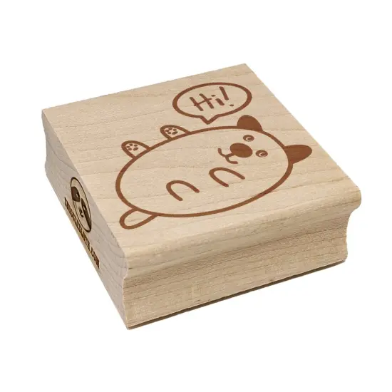 Pug Dog Hi Hello Doodle Rub My Tummy Square Rubber Stamp for Stamping Crafting {7}