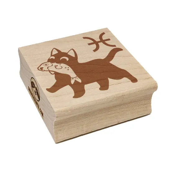 Astrological Cat Pisces Horoscope Zodiac Sign Square Rubber Stamp for Stamping Crafting {7}
