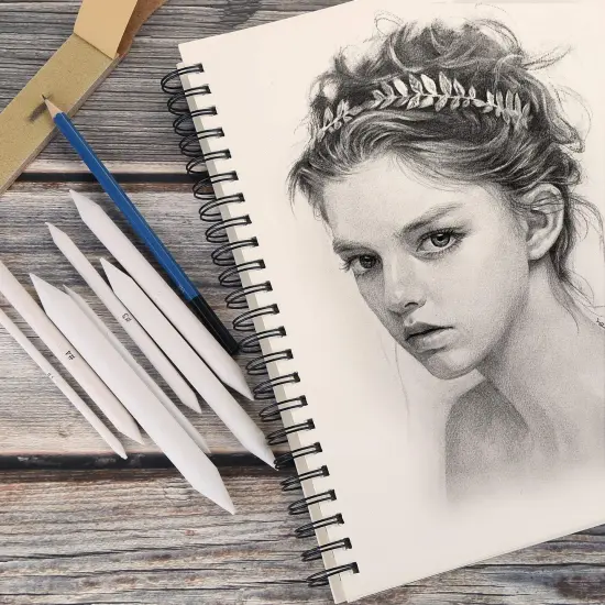 AGPTEK 22 PCS Sketch Drawing Tools, 16 Blending Stumps Set with 2 Sandpaper Pencil Sharpeners, 1 Pencil Extension Tool, 2 Erasers & 1 Felt Bag for Student Sketch Drawing Accessories {2}