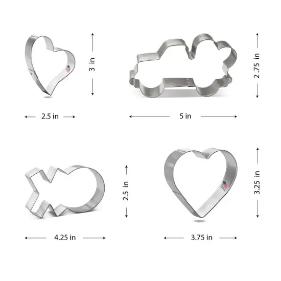 Hearts Truck XO Cookie Cutters 4 Pc Set HS0471- CookieCutter.Com - USA Tin Plated Steel {2}