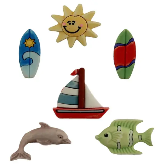 Buttons Galore and More Summer Craft & Sewing Buttons - Surfs Up - 18 Buttons {1}