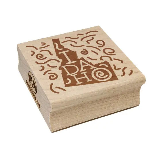 Idaho State with Text Swirls Square Rubber Stamp for Stamping Crafting {7}