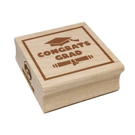 Congrats Grad Graduate Graduation Cap Diploma Square Rubber Stamp for Stamping Crafting {7}