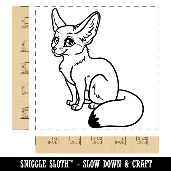 Adorable Fennec Fox Square Rubber Stamp for Stamping Crafting {1}