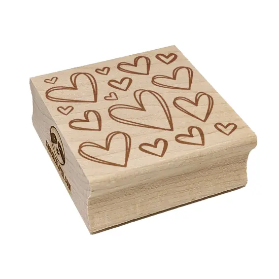 Scattered Sketchy Hearts Love Square Rubber Stamp for Stamping Crafting {2}
