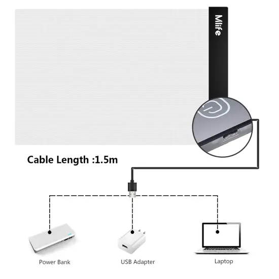 A4 LED Light Pad - Diamond Art Light Box Tracing Light Board with 3 Brightness, Ideal for Sketching, Animation, Drawing Light Box with 4 Fasten Clips {3}