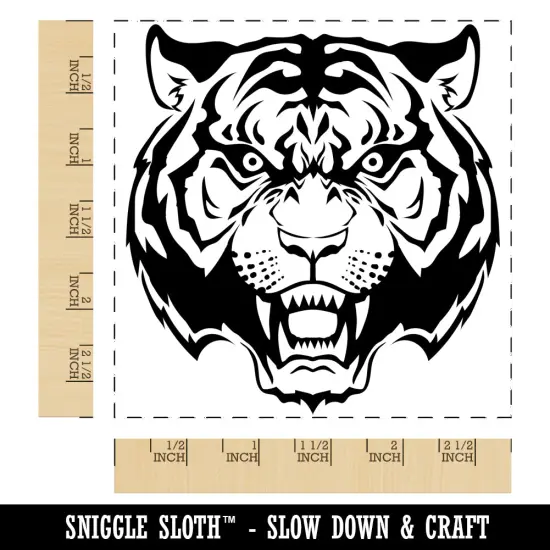 Fierce Tiger Face Square Rubber Stamp for Stamping Crafting {1}