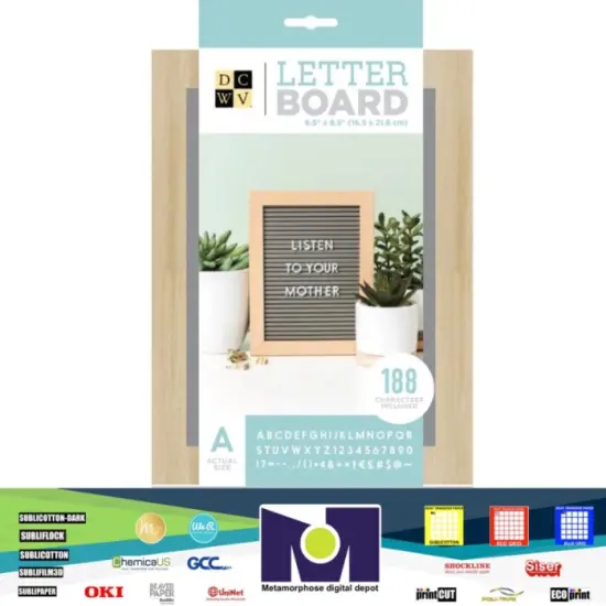 American Crafts StandUP DCWV Letter Board 5x7 Grey/Light Wood Frame 189Pc 614938 {1}