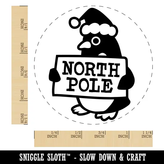 Christmas Penguin Going to North Pole Rubber Stamp for Stamping Crafting Planners {1}