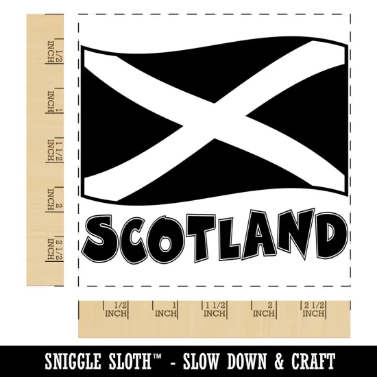 Scotland with Waving Flag Cute Square Rubber Stamp for Stamping Crafting {1}