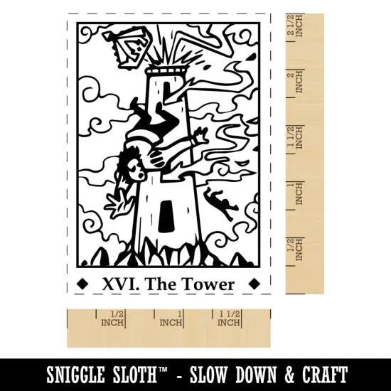 Tarot The Tower Card Major Arcana Rectangle Rubber Stamp for Stamping Crafting {1}